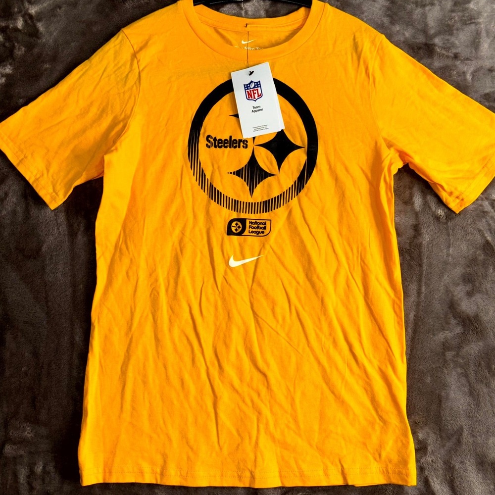 Pittsburgh Steelers Shirt Youth L (14/16) Yellow Nike American Football Team NFL